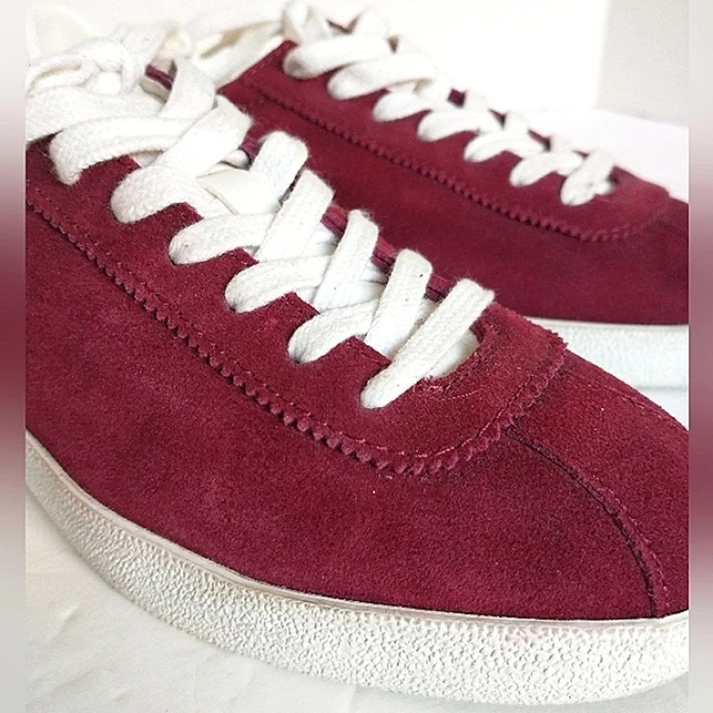 Excellent Used Condition Pair of Zara Woman Genuine Suede Burgundy Sneakers Sz38